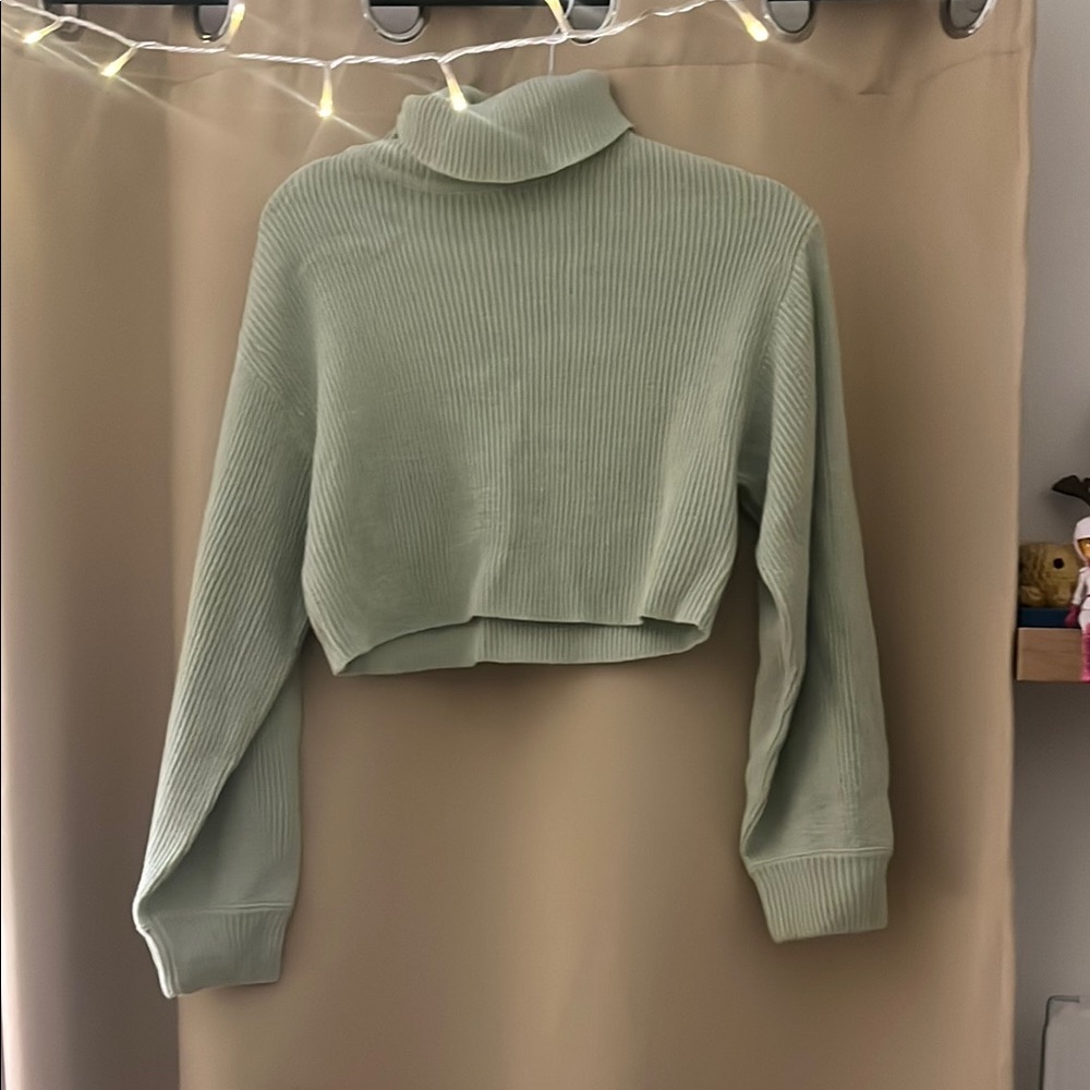 "Divided"H&M Mint Green Ribbed Turtleneck Women's Sweater - Extra Small